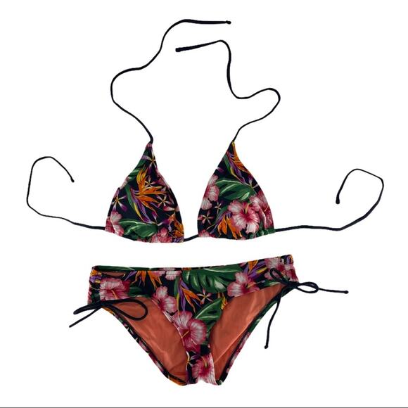 Mossimo Women's Tropical Triangle Two Piece Bikini Size Medium M - Picture 1 of 5